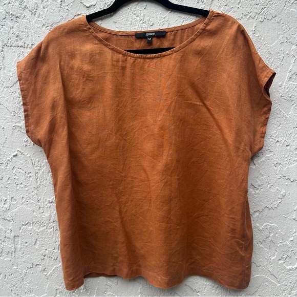 Quince Tops - QUINCE Linen Top Women Medium Boxy Lagenlook Sleeveless Orange
